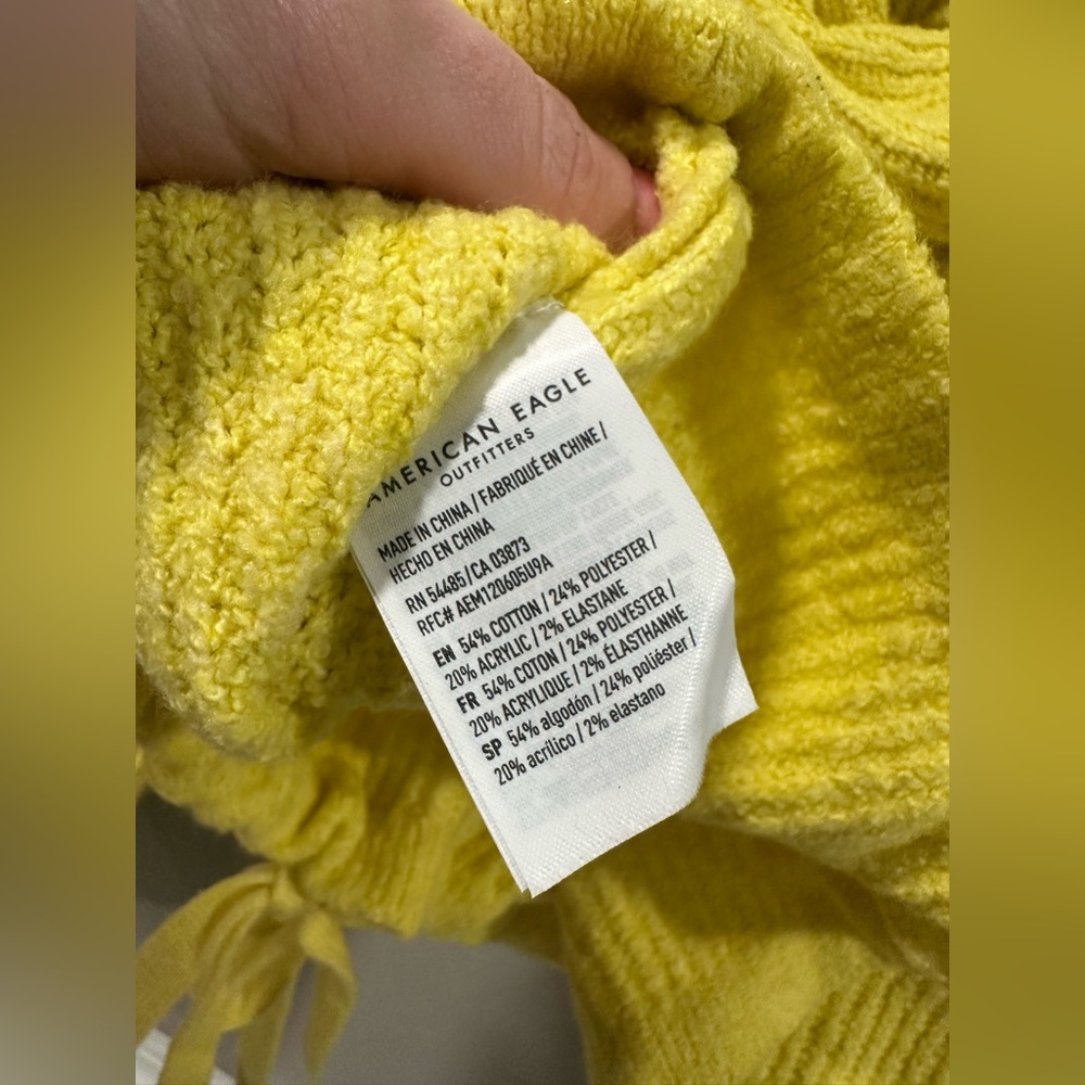 NWT American Eagle Yellow Soft Knit Hoodie - Picture 5 of 6